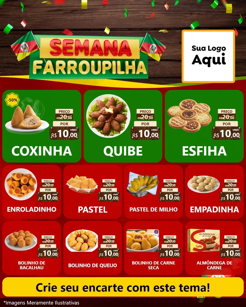 Modelo de Rede Social para Feed Instagram com o tema Semana Farroupilha para Salgadaria