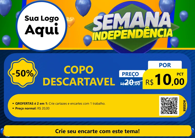 Modelo de Cartaz para Cartaz A4 Horizontal com o tema Semana da Independência para Embalagens