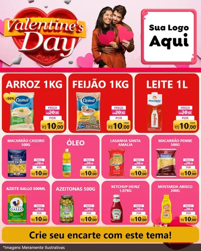 Modelo de Rede Social para Feed Instagram com o tema Valentine's Day para Supermercado