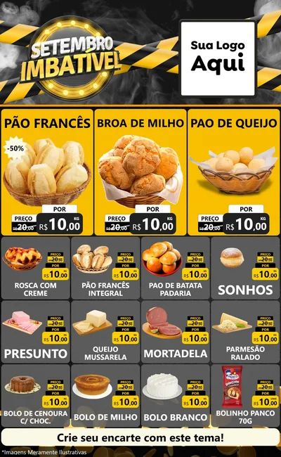 Modelo de Encarte para Encarte Grande com o tema Setembro Imbatível para Padaria