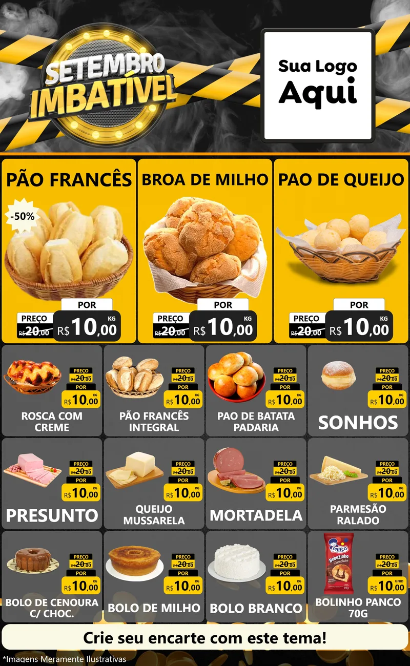 Modelo de Encarte para Encarte Grande com o tema Setembro Imbatível para Padaria