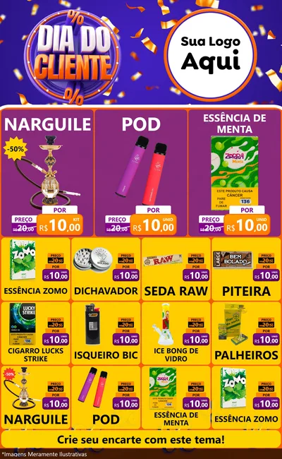 Modelo de Encarte para Encarte Grande com o tema Dia do Cliente para Tabacaria