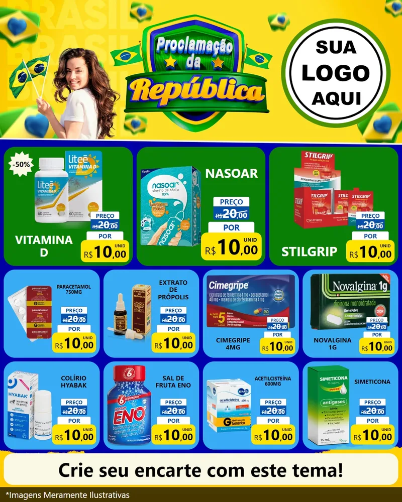 Modelo de Rede Social para Feed Instagram com o tema Proclamação da República para Farmácia