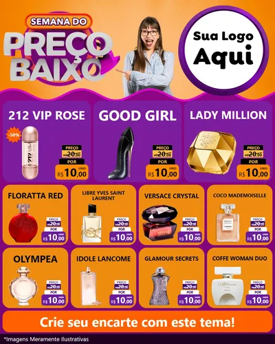 Modelo de Rede Social para Feed Instagram com o tema Semana do Preço Baixo para Perfumes
