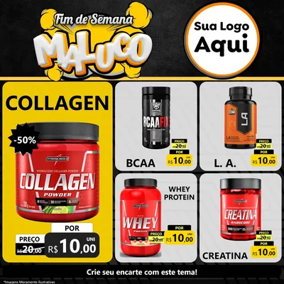 Modelo de Rede Social para Feed Facebook com o tema Fim de Semana Maluco para Suplementos alimentares
