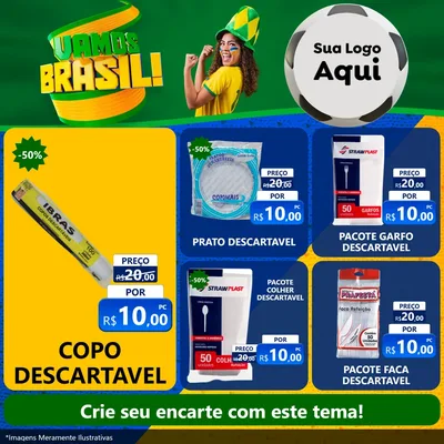 Modelo de Rede Social para Feed Facebook com o tema Vamos Brasil - Copa para Embalagens