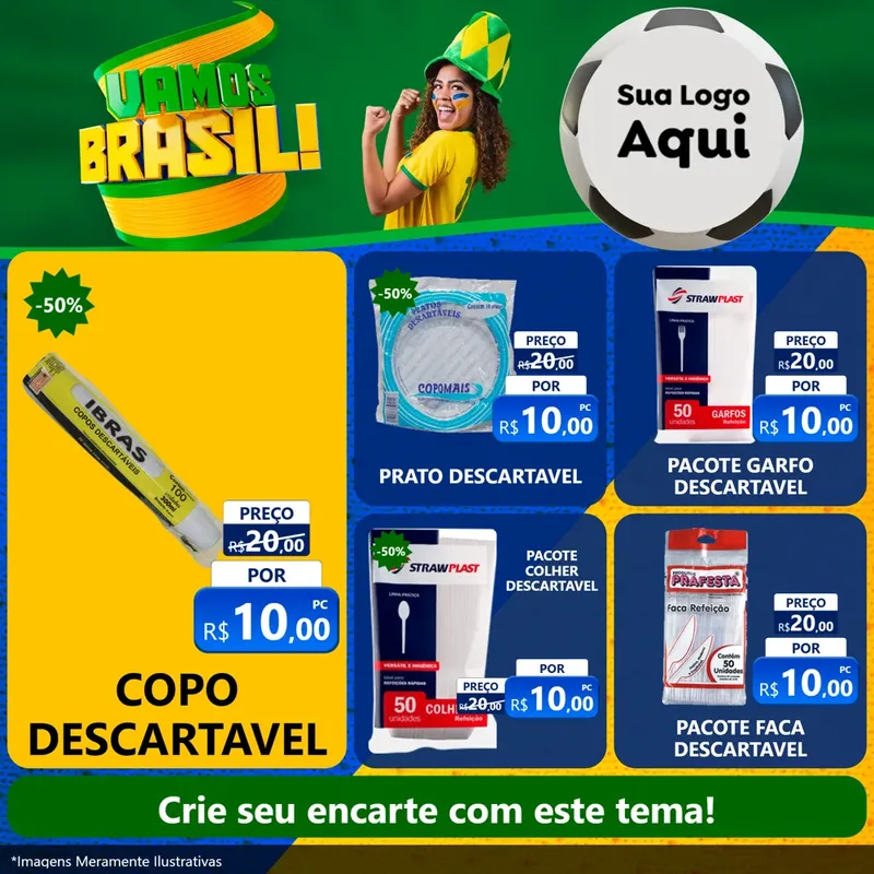 Modelo de Rede Social para Feed Facebook com o tema Vamos Brasil - Copa para Embalagens