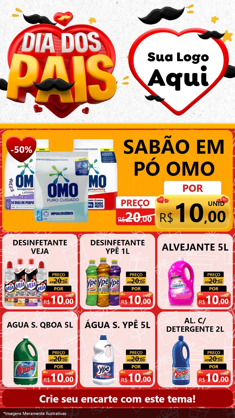 Modelo de Rede Social para Stories com o tema Dia dos Pais para Produtos de Limpeza