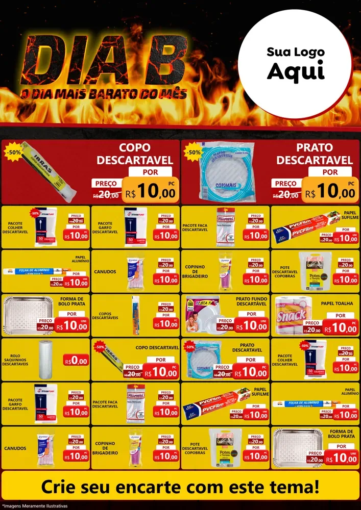 Modelo de Encarte para Encarte A4 Vertical com o tema Dia B para Embalagens