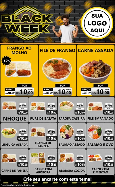 Modelo de Encarte para Encarte Grande com o tema Black Week para Restaurante