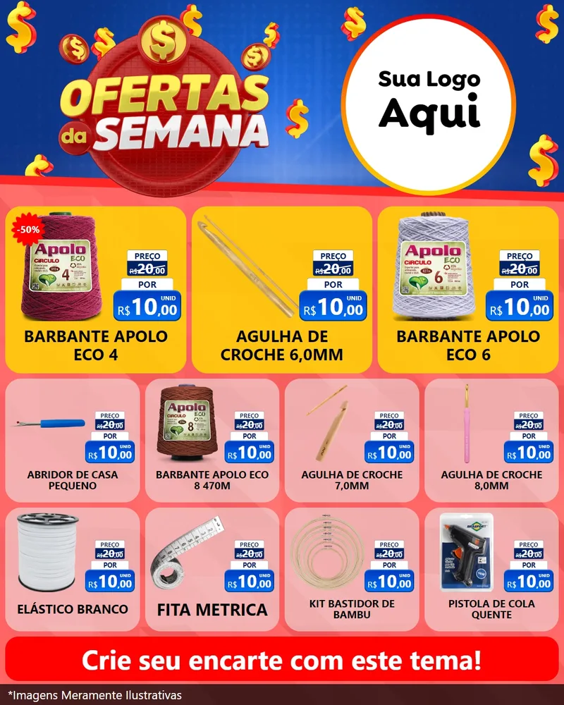 Modelo de Rede Social para Feed Instagram com o tema Ofertas Da Semana para Armarinho e Aviamentos