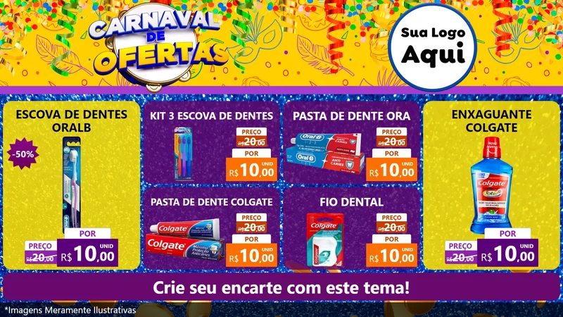 Modelo de TV para TV Horizontal com o tema Carnaval de Ofertas para Higiene Pessoal