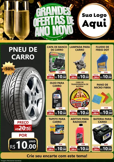 Modelo de Encarte para Encarte A4 Vertical com o tema Grandes Ofertas de Ano Novo para Auto peças
