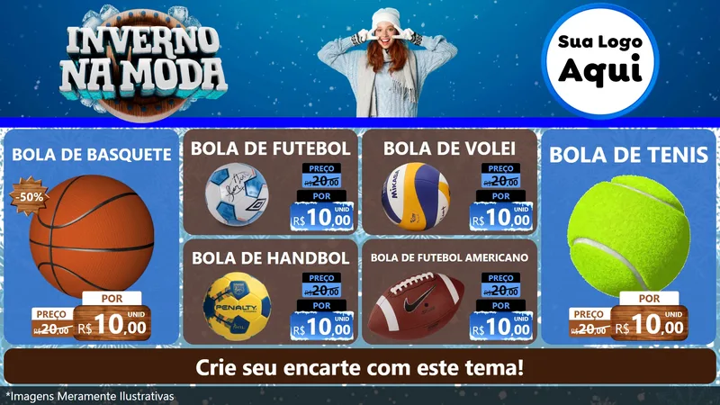 Modelo de TV para TV Horizontal com o tema Inverno na Moda para Artigos Esportivos