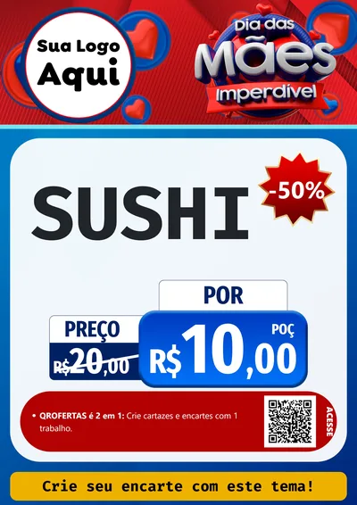 Modelo de Cartaz para Cartaz A4 Vertical com o tema Dia Das Mães Imperdível para Comida japonesa