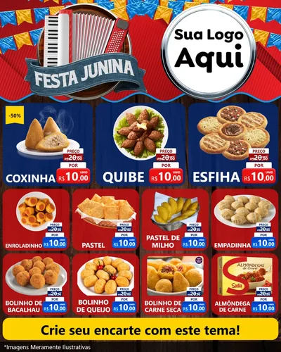 Modelo de Rede Social para Feed Instagram com o tema Festa Junina para Salgadaria