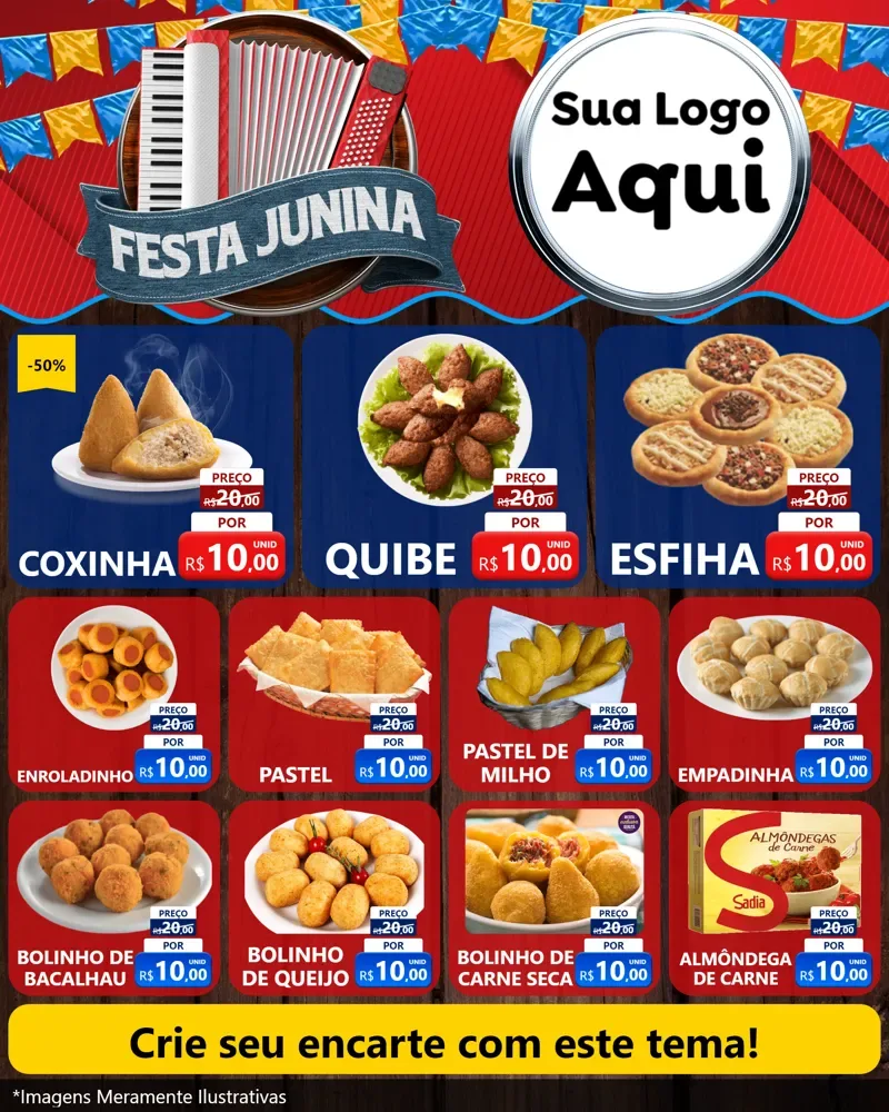 Modelo de Rede Social para Feed Instagram com o tema Festa Junina para Salgadaria