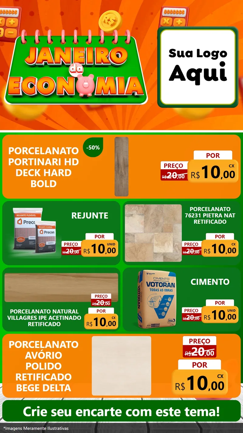 Modelo de TV para TV Vertical com o tema Janeiro da Economia para Pisos e revestimentos