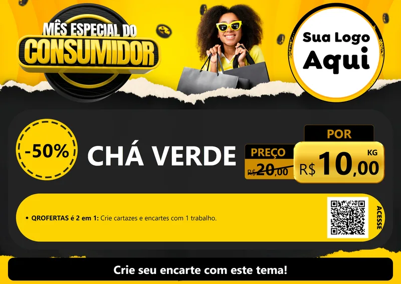 Modelo de Cartaz para Cartaz A4 Horizontal com o tema Mês Especial do Consumidor para Produtos Naturais
