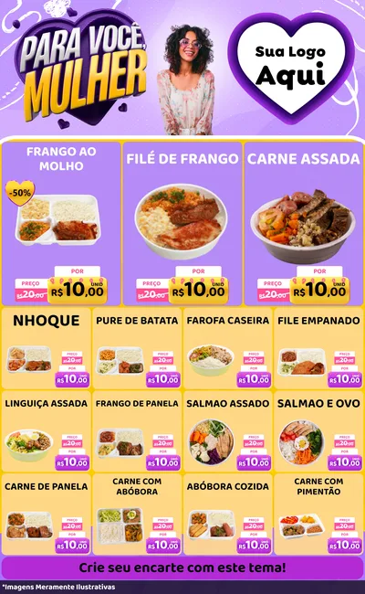 Modelo de Encarte para Encarte Grande com o tema Para Você, Mulher para Restaurante