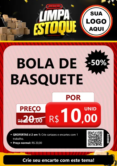 Modelo de Cartaz para Cartaz A4 Vertical com o tema Operação Limpa Estoque para Artigos Esportivos