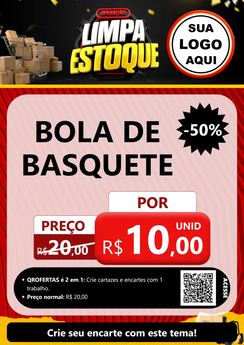 Modelo de Cartaz para Cartaz A4 Vertical com o tema Operação Limpa Estoque para Artigos Esportivos