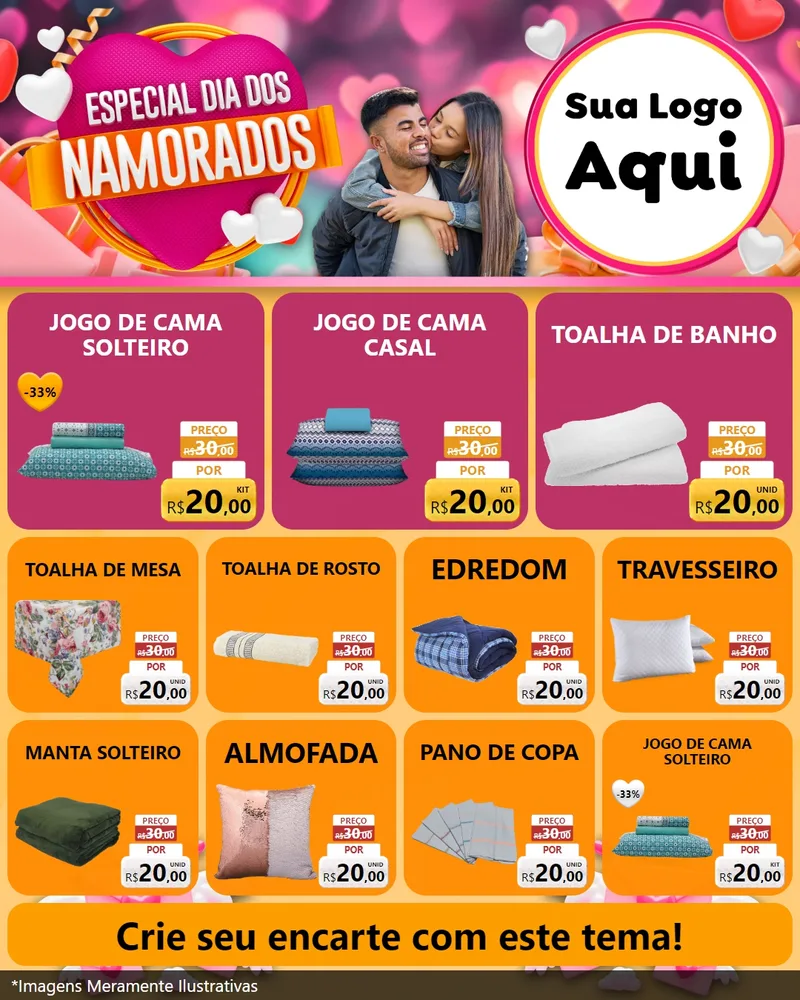 Modelo de Rede Social para Feed Instagram com o tema Especial Dia dos Namorados para Cama, Mesa e Banho