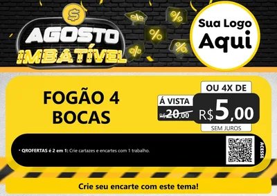 Modelo de Cartaz para Cartaz A4 Horizontal com o tema Agosto Imbatível para Móveis e Eletro