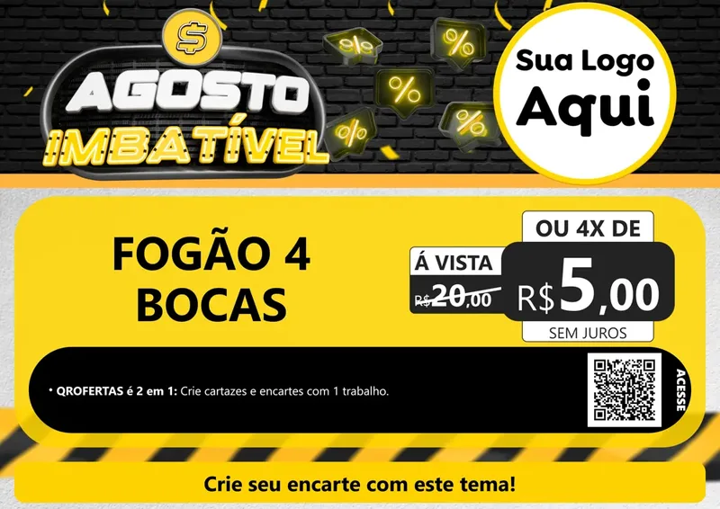 Modelo de Cartaz para Cartaz A4 Horizontal com o tema Agosto Imbatível para Móveis e Eletro