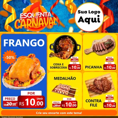 Modelo de Rede Social para Feed Facebook com o tema Esquenta de Carnaval para Assados