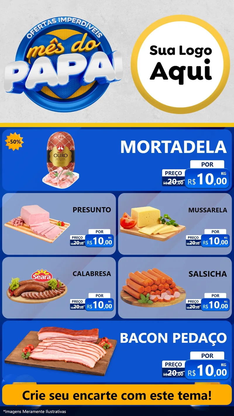 Modelo de TV para TV Vertical com o tema Ofertas Imperdíveis Mês Do Papai para Frios e Laticínios