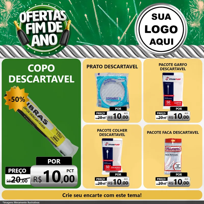 Modelo de Rede Social para Feed Facebook com o tema Ofertas Fim de Ano para Embalagens