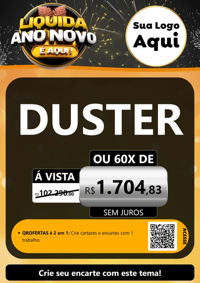 Modelo de Cartaz para Cartaz A4 Vertical com o tema Liquida Ano Novo É Aqui! para Concessionaria de Carros