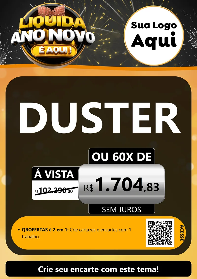 Modelo de Cartaz para Cartaz A4 Vertical com o tema Liquida Ano Novo É Aqui! para Concessionaria de Carros