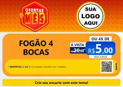 Modelo de Cartaz para Cartaz A4 Horizontal com o tema Ofertas do Mês para Móveis e Eletro