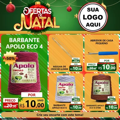 Modelo de Rede Social para Feed Facebook com o tema Ofertas de Natal para Armarinho e Aviamentos