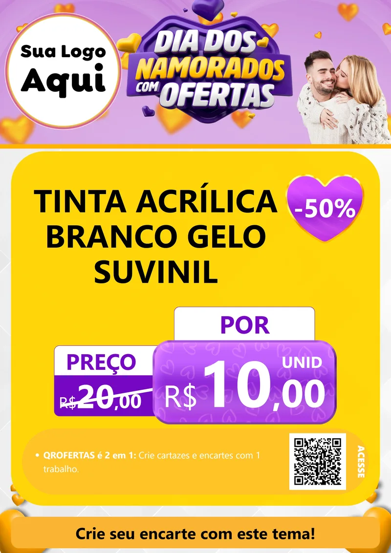 Modelo de Cartaz para Cartaz A4 Vertical com o tema Dia Dos Namorados Com Ofertas para Tintas e Ferramentas