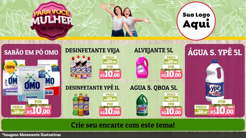 Modelo de TV para TV Horizontal com o tema Para Você Mulher para Produtos de Limpeza
