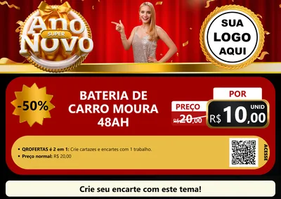 Modelo de Cartaz para Cartaz A4 Horizontal com o tema Super Ano Novo para Baterias Elétricas