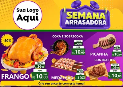 Modelo de Encarte para Encarte A4 Horizontal com o tema Semana Arrasadora para Assados