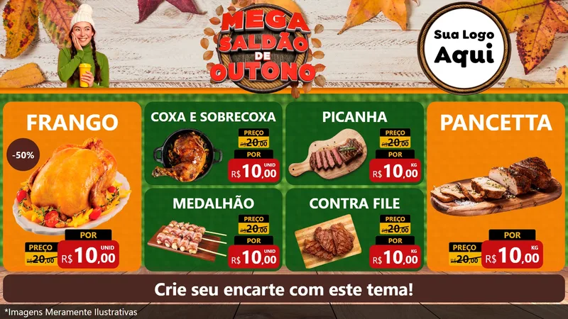 Modelo de TV para TV Horizontal com o tema Mega Saldão de Outono para Assados