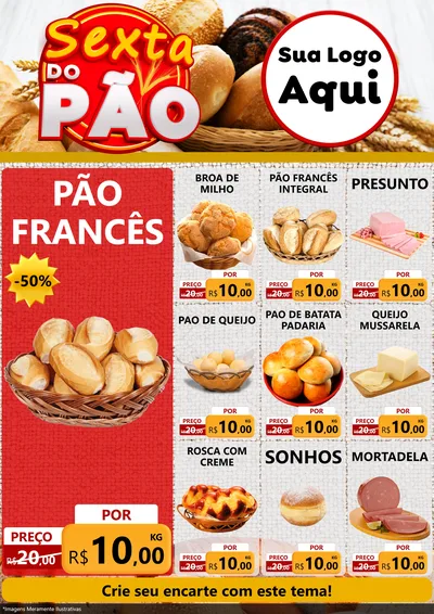 Modelo de Encarte para Encarte A4 Vertical com o tema Sexta do Pão para Padaria