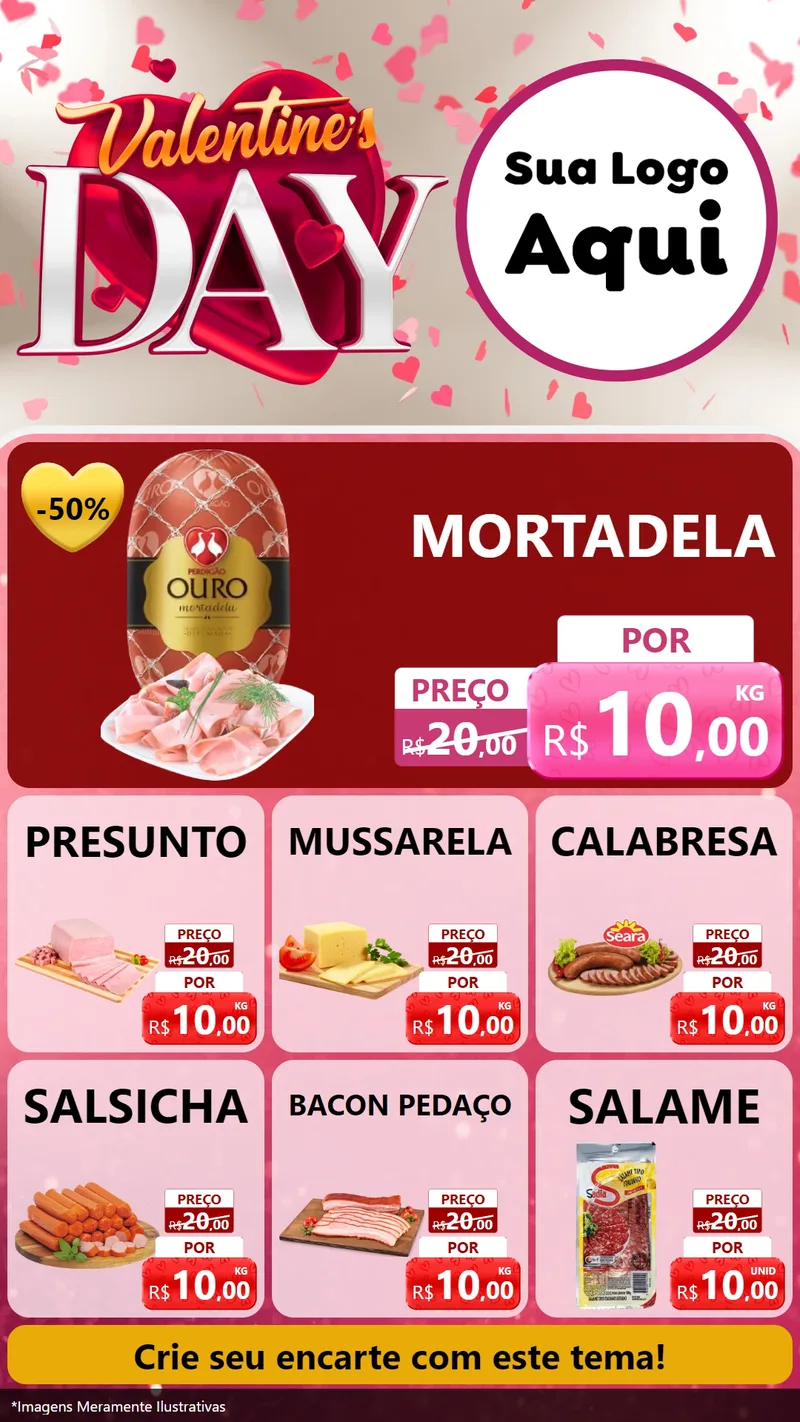 Modelo de Rede Social para Stories com o tema Valentine's Day para Frios e Laticínios