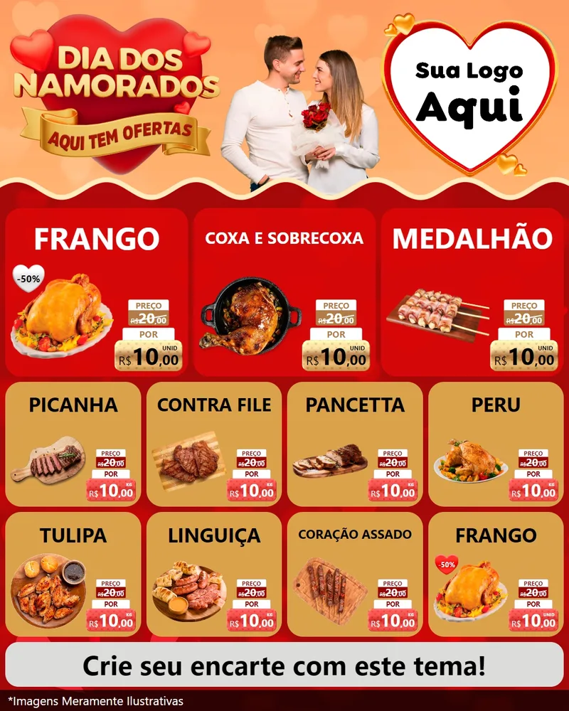Modelo de Rede Social para Feed Instagram com o tema Dia dos Namorados - Aqui Tem Ofertas para Assados