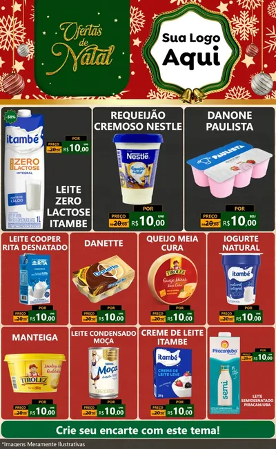 Modelo de Encarte para Encarte Grande com o tema Natal de Ofertas para Frios e Laticínios