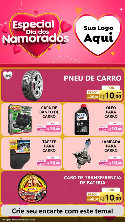Modelo de TV para TV Vertical com o tema Especial Dia dos Namorados para Auto peças