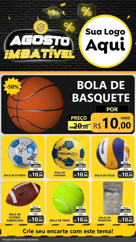 Modelo de Rede Social para Stories com o tema Agosto Imbatível para Artigos Esportivos