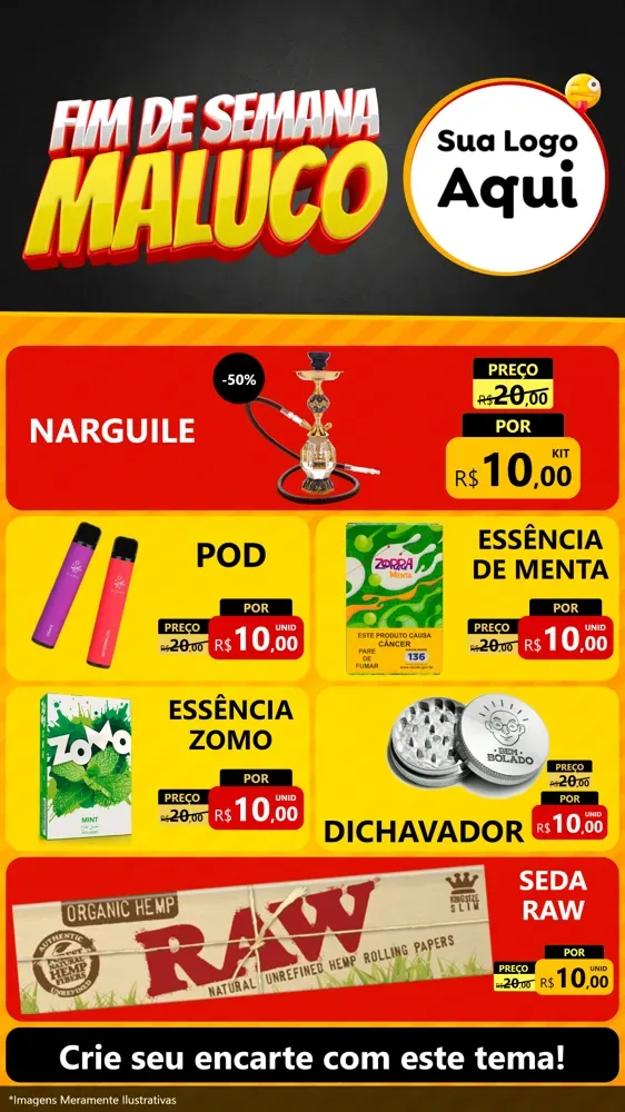 Modelo de TV para TV Vertical com o tema Final de Semana Maluco para Tabacaria