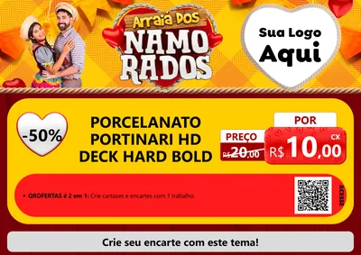 Modelo de Cartaz para Cartaz A4 Horizontal com o tema Arraiá dos Namorados para Pisos e revestimentos