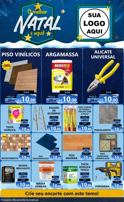 Modelo de Encarte para Encarte Grande com o tema O Melhor Natal É Aqui! para Material para Construção